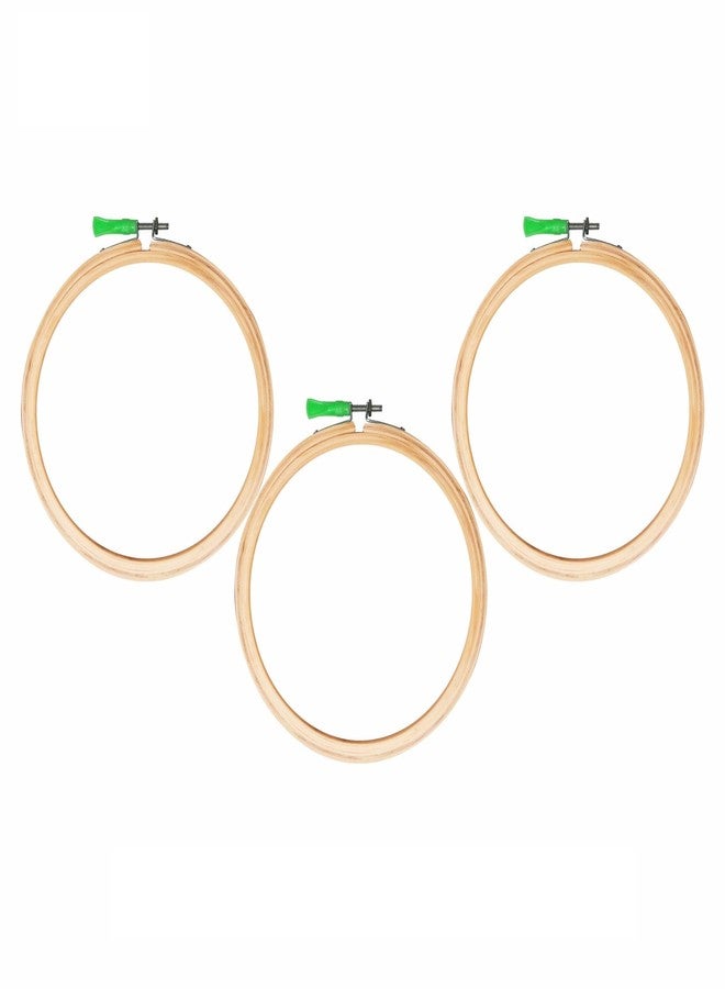 Jyoti Embroidery Hoop, Wooden Round Adjustable, (3 Ply of 6 Inches with Steel Fitting), Easily Loosen/Tighten, Cross Stitch Hoop Ring for Sewing, Needlework, Craft Projects & Ornaments - Pack of 3 - Image 1